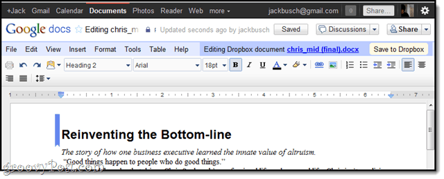 CloudHQ Dikemas Kini: Penyegerakan Lebih Pantas, Edit Fail Dropbox daripada Google Docs