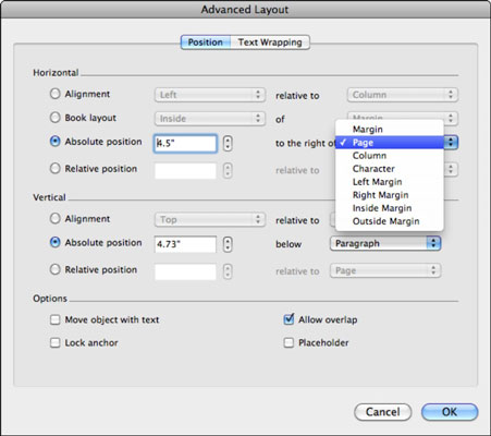 Posizionare e ancorare un oggetto in Word 2011 per Mac
