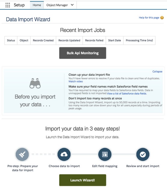 Opções de migração de dados para o Salesforce