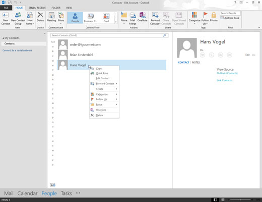 So markieren Sie einen Kontakt in Outlook 2013