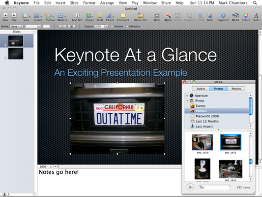 Come aggiungere contenuti multimediali alla presentazione di Keynote