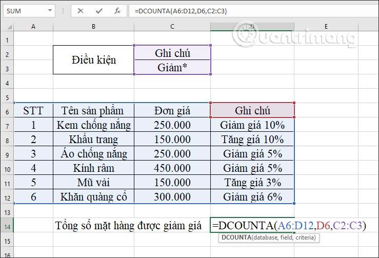 DCOUNTA 함수, Excel에서 비어 있지 않은 셀 수를 계산하는 함수를 사용하는 방법