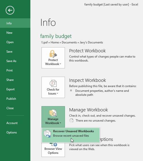 Excel 2016 - レッスン 4: スプレッドシートを保存および共有する方法