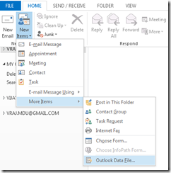 Microsoft Outlook 2013에서 .pst 파일을 만드는 방법은 무엇입니까?