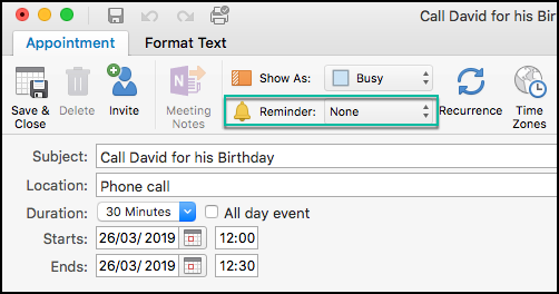 Arrêtez les notifications de calendrier Outlook 365 / 2019 / 2016 pour les réunions et les rendez-vous d'apparaître