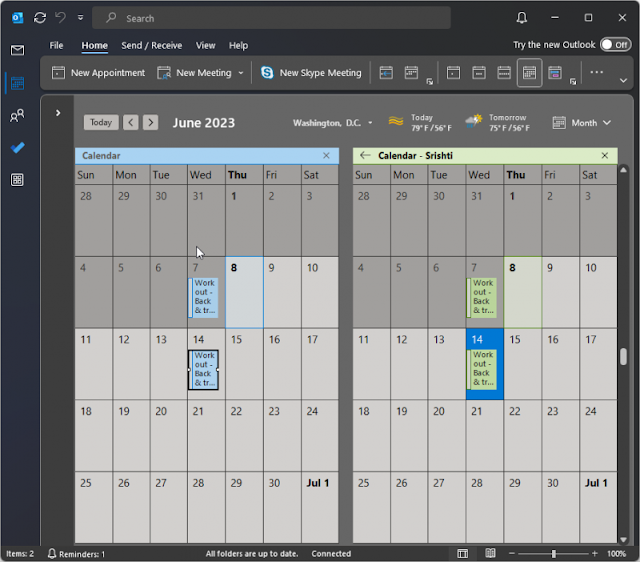 Instructions pour copier des rendez-vous Outlook