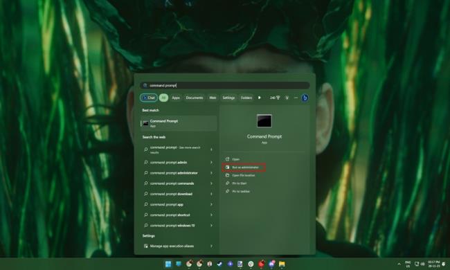 Command prompt Jalankan sebagai admin melalui pencarian