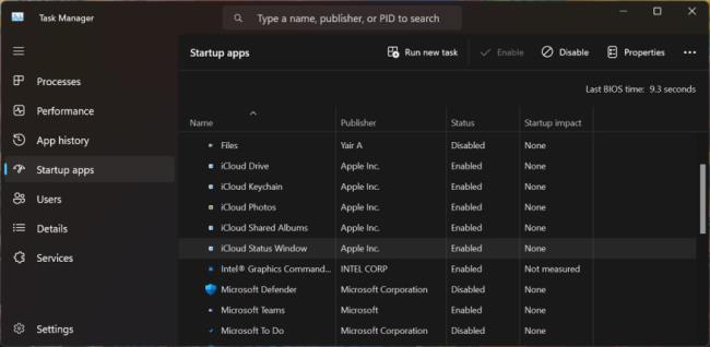 Lihat aplikasi startup di Task Manager