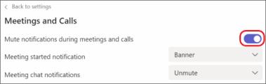 turn off notifications during meetings and calls