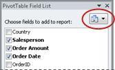 زر عرض قائمة حقول PivotTable