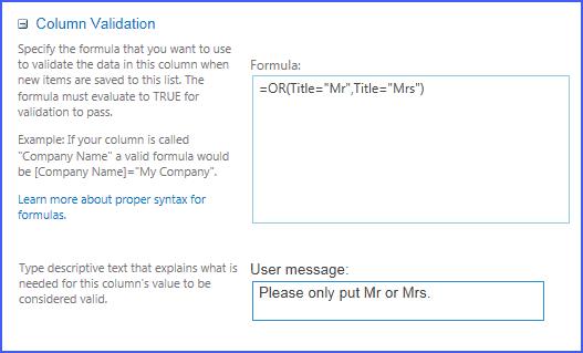 pengesahan lajur sharepoint berbilang syarat