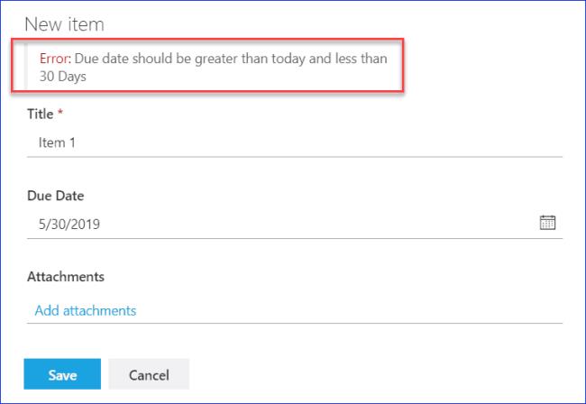 SharePoint 열 유효성 검사: 시작 날짜 및 종료 날짜 유효성 검사