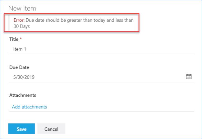 Validation des colonnes SharePoint : validation de la date de début et de la date de fin