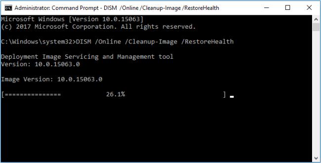 Skanowanie DISM w celu naprawienia problemu z włączaniem się programu Windows Defender