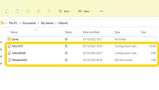 หากเกมไม่เริ่มเลย ให้ไปที่โฟลเดอร์ My Documents/MyGames/Fallout3 จากนั้นลบไฟล์ต่อไปนี้ - Fallout 3 GOTY: จะรันเกมบน Windows 10 และ Windows 11 ได้อย่างไร  - ภาคผนวก - คู่มือเกม Fallout 3