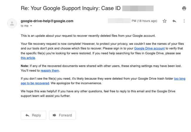 răspuns-de-la-google-drive-support