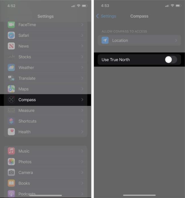 ปิดการใช้งาน True North บน iPhone