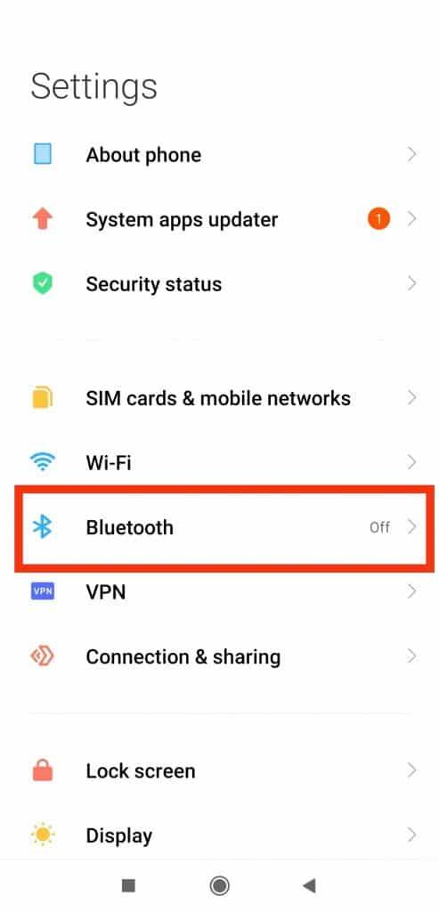 bluetooth în setări