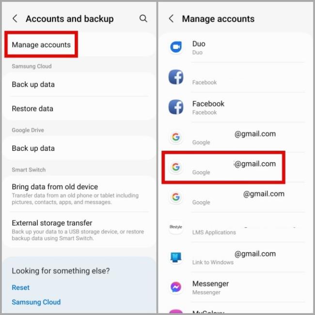 Administrar cuentas en Android