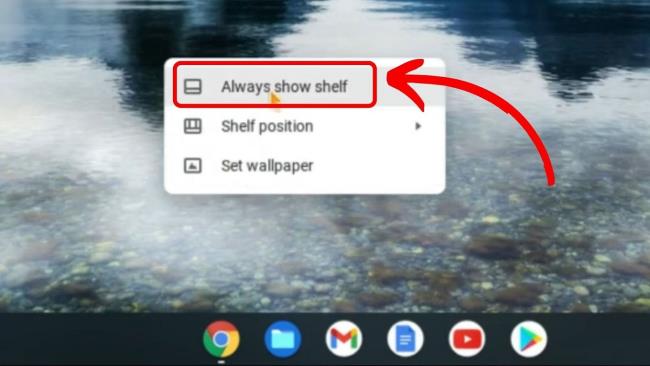 Restaurar la barra de tareas de Chromebook con Mostrar siempre el estante