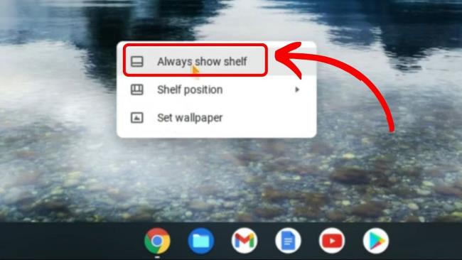 Restaurar a barra de tarefas do Chromebook com Always Show Shelf