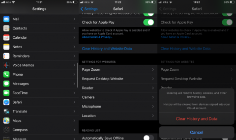Hoe Safari-cache en cookies op iPhone of iPad te wissen