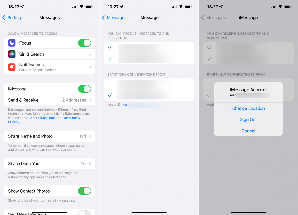 Correzione: "I messaggi in iCloud non sono disponibili perché gli account iCloud e iMessage sono diversi"