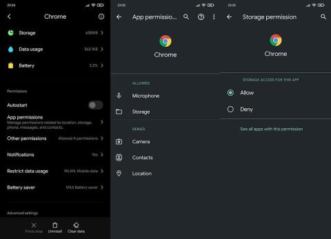 Cara membetulkan ralat Chrome memerlukan akses storan pada Android