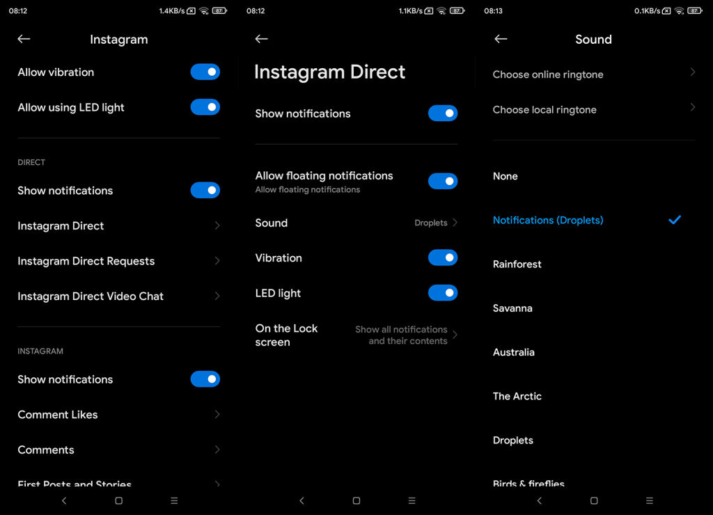 Bagaimana untuk menukar bunyi pemberitahuan Instagram pada Android
