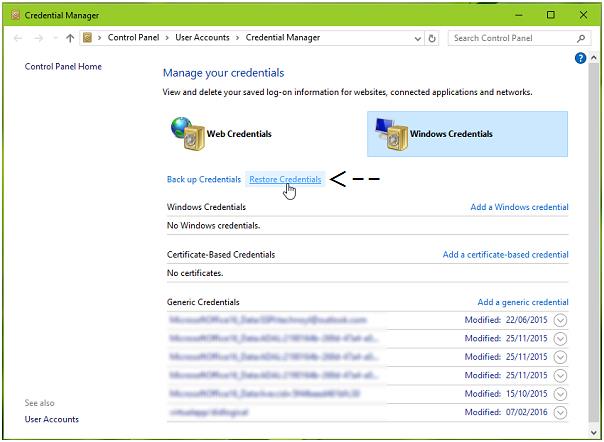 Steps to Backup and Restore Credentials In Windows 10