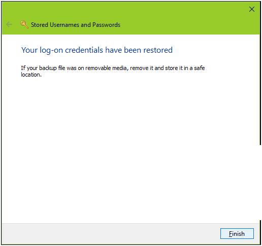 Steps to Backup and Restore Credentials In Windows 10