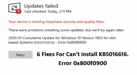 6 correctifs pour Impossible d’installer KB5016616. Erreur 0x800f0900