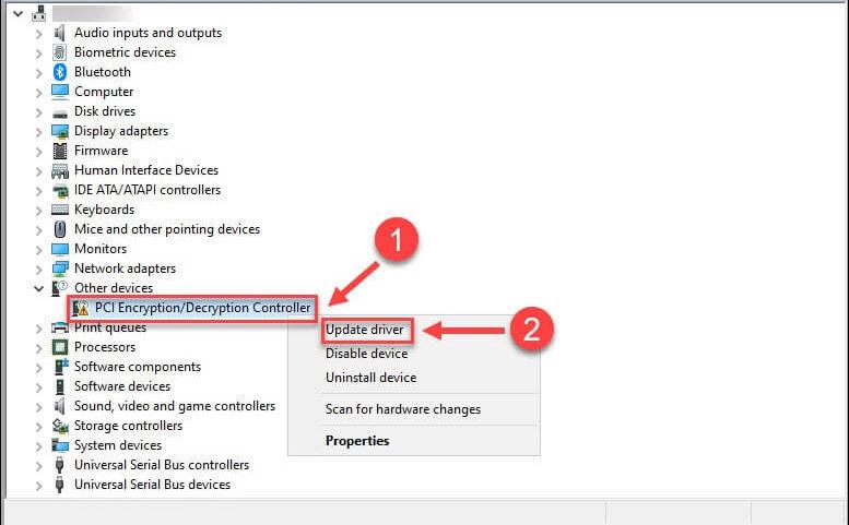 Fix: PCI Encryption/Decryption Controller Driver Problem