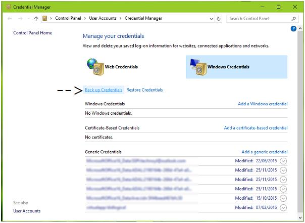 Steps to Backup and Restore Credentials In Windows 10