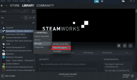 Steamworks Common Redistributables? So verwenden und verbergen Sie es