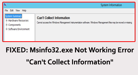 FIXED: Msinfo32.exe Not Working Error “Can’t Collect Information”