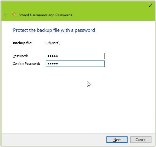 Steps to Backup and Restore Credentials In Windows 10