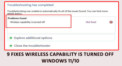 9 Behebt den Fehler „Wireless-Fähigkeit ist ausgeschaltet“ unter Windows 11/10