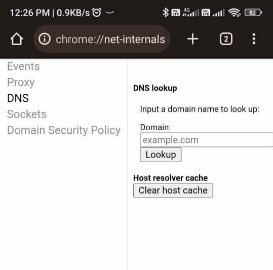 Chrome://net-internals/#dns Clear Host Cache on Chrome