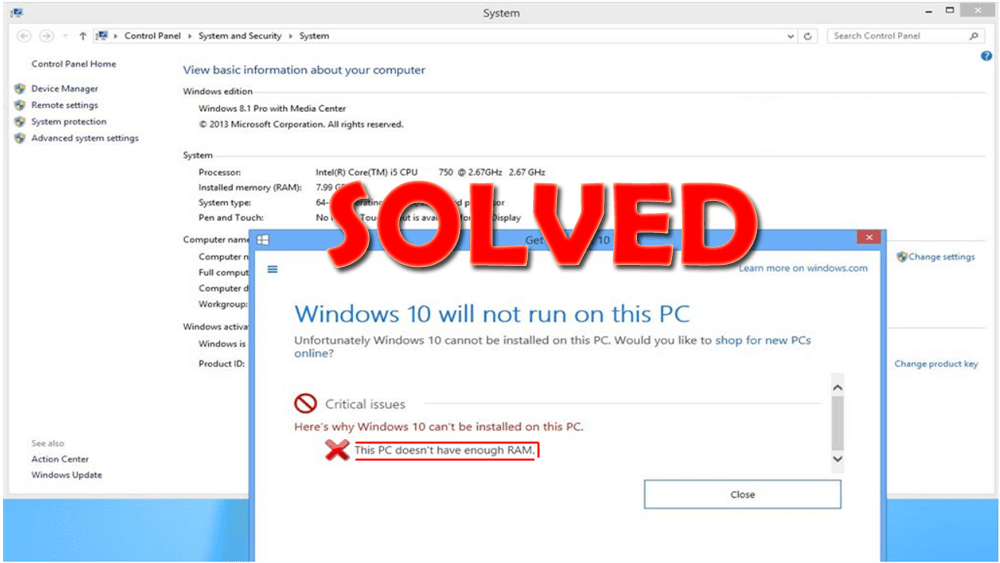 Fix “This PC doesn’t have enough RAM” Error On Windows 10