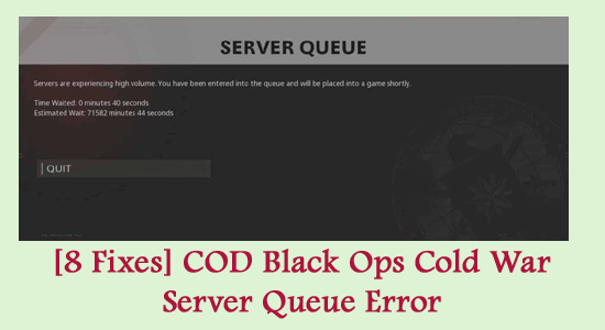 [8 Fixes] COD Black Ops Cold War Server Queue Error