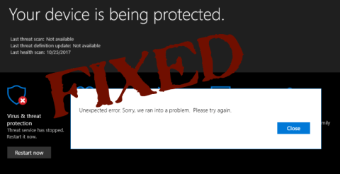 [RÉSOLU] Erreur inattendue de Windows 10 Defender et le service de menace Microsoft Defender a arrêté lerreur