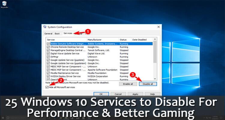 25 servizi di Windows 10 da disabilitare per prestazioni e giochi migliori