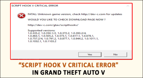 [해결됨]Grand Theft Auto V의 Script Hook V 치명적인 오류