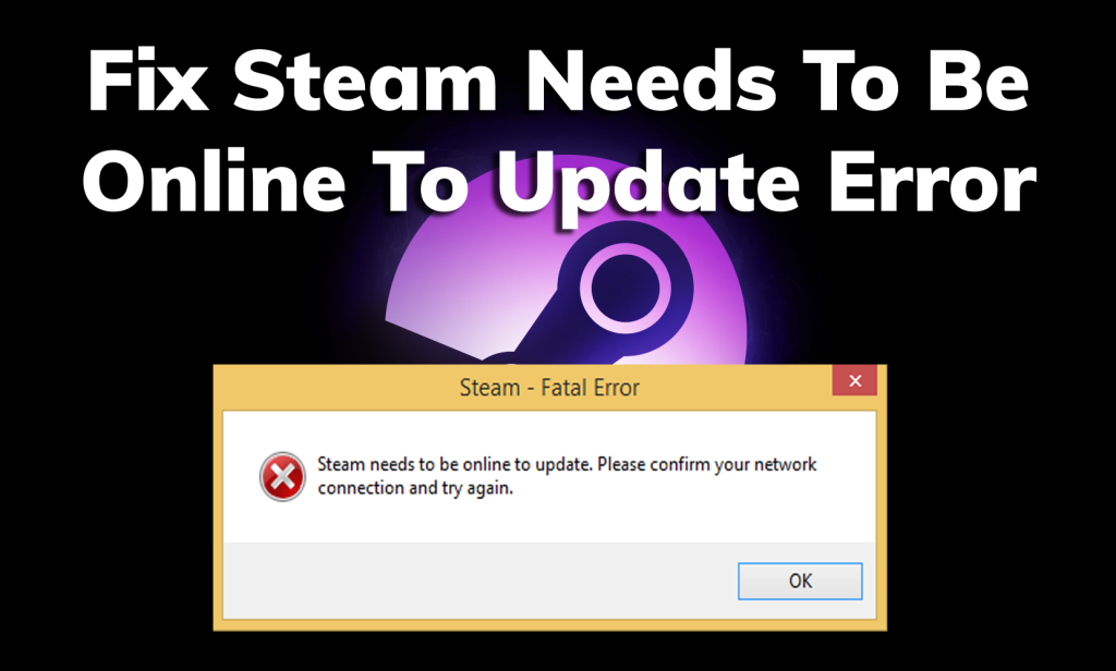 Windows 10에서 "업데이트하려면 Steam이 온라인 상태여야 합니다" 오류 수정