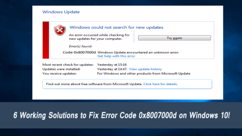 6 giải pháp khắc phục lỗi 0x8007000d trong Windows 10!