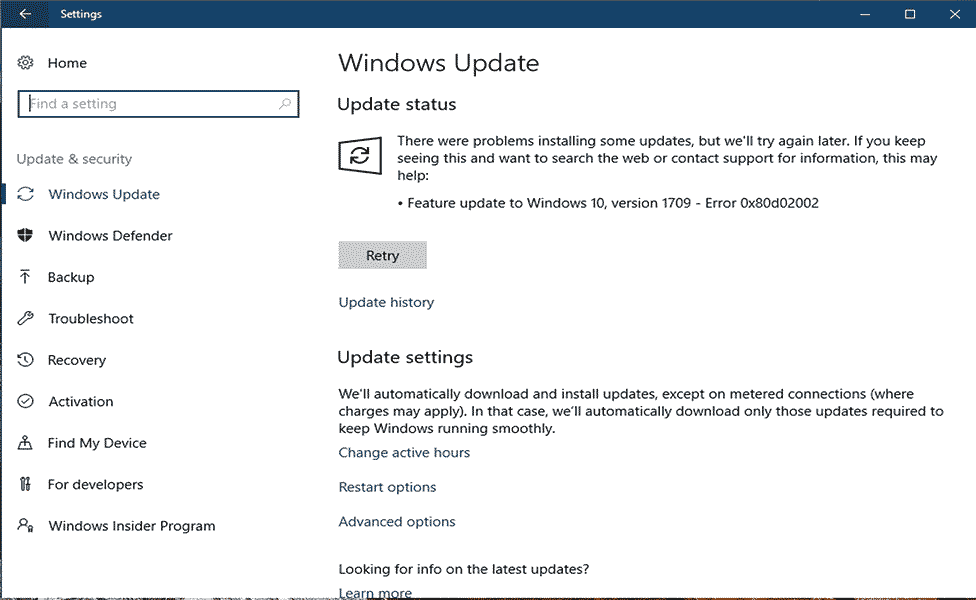 Top 5 soluții pentru a remedia eroarea Windows Update 0x80d02002 în Windows 10