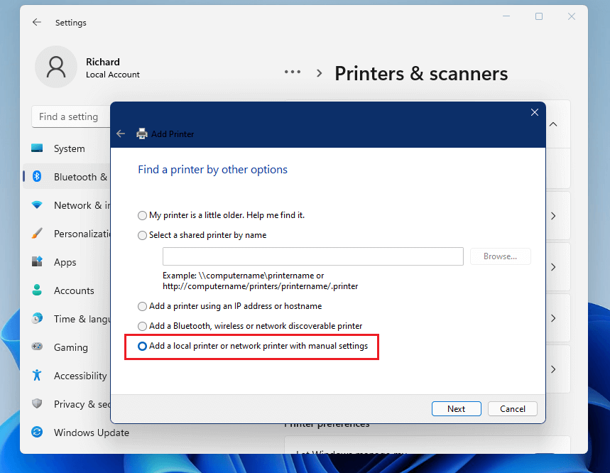 Hoe bekabelde/draadloze printers toevoegen in Windows 11?