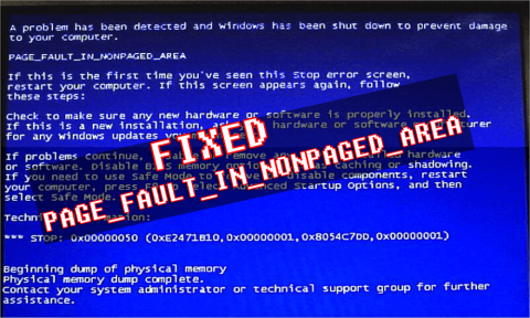 PAGE_FAULT_IN_NONPAGED_AREA 오류를 수정하는 방법?