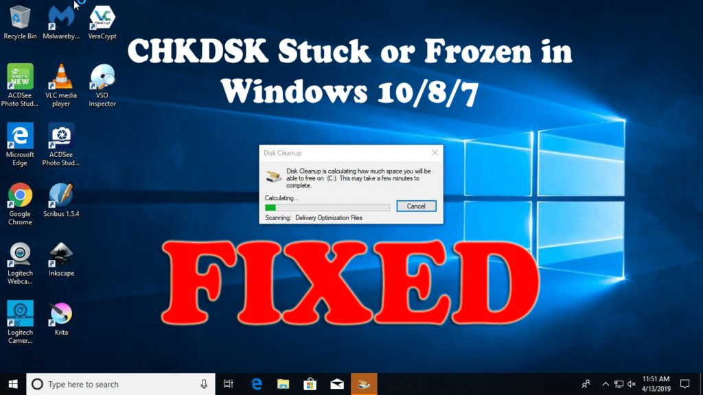 Windows 10/8/7에서 CHKDSK 멈춤 또는 고정 문제를 해결하기 위한 상위 6가지 수정 사항